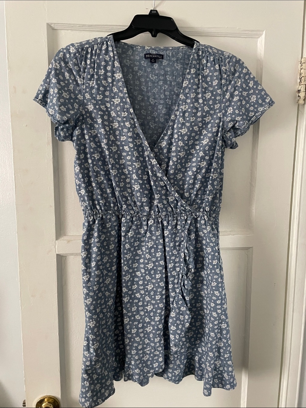 J. Crew Factory Dusty Blue Floral Wrap Mini Dress
